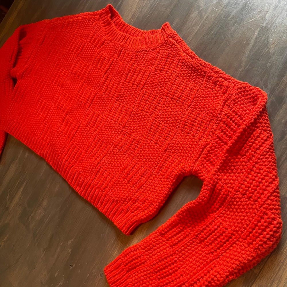 Cropped Crew Neck Sweater
